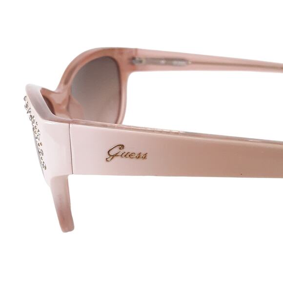 Guess Y2K Rhinestone Rose Sunglasses UV Protection Pink Brown Cat Eye GU7139 - Picture 4 of 9